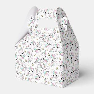 cute little unicorn stars white background favor box