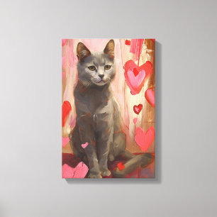 Cute Little Valentines Day Cat Canvas Print