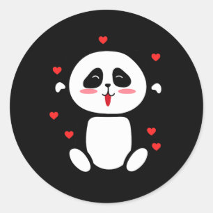 Cute Little Valentines Panda Pear Full Of Love My Classic Round Sticker