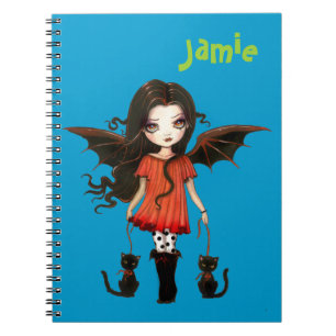 Cute Little Vampire with Cats Personalized Notebook