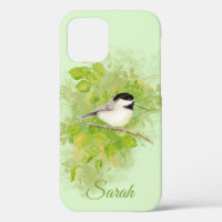 Cute Little Watercolor Black Capped Chickadee Bird