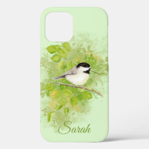 Cute Little Watercolor Black Capped Chickadee Bird iPhone 12 Case