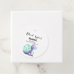 Cute Little Watercolor Dinosaur Baby Shower Favour Tags