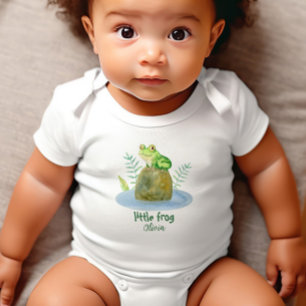 Cute Little Watercolor Frog Personalized  Baby Bodysuit