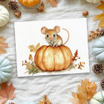 Cute little Watercolor Mouse Halloween Pumpkin Postcard<br><div class="desc">This design may be personalized by choosing the Edit Design option. You may also transfer onto other items. Contact me at colorflowcreations@gmail.com or use the chat option at the top of the page if you wish to have this design on another product or need assistance with this design. See more...</div>