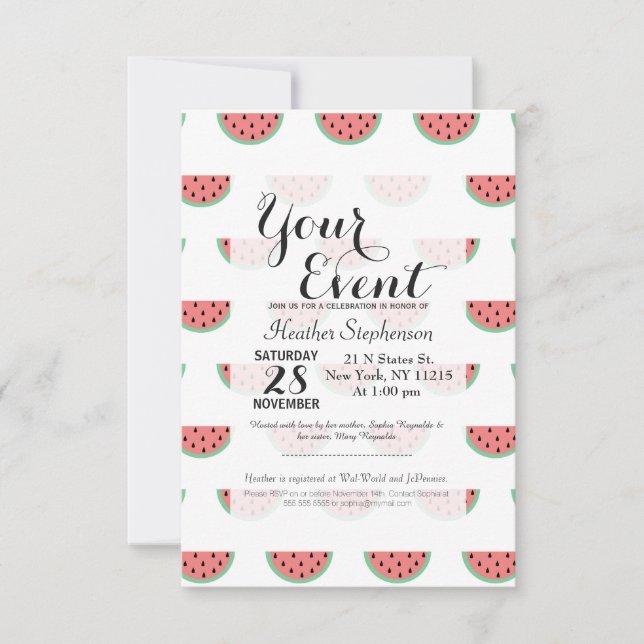 Cute Little Watermelon Pattern Invitation (Front)