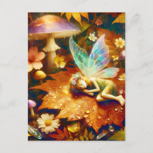 Cute Little Whimsical Fairy Sleeping Blank Postcard