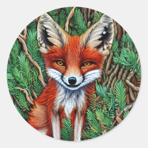 Cute Little wilderness Fox Classic Round Sticker