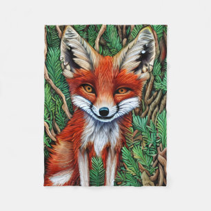 Cute Little wilderness Fox Fleece Blanket