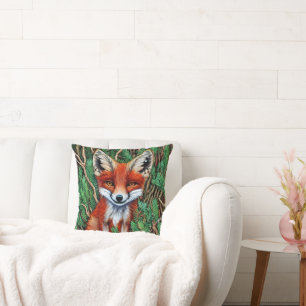 Cute Little wilderness Fox Throw Pillow