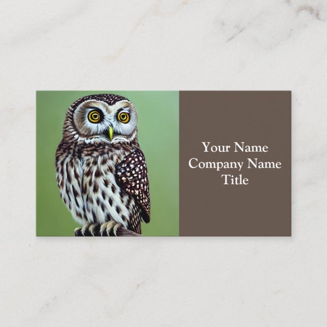 Cute Little Wilderness Woodland Owl Business Card (Front)