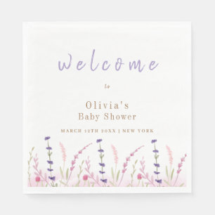 Cute Little Wildflower Garden Baby Shower Welcome  Napkin