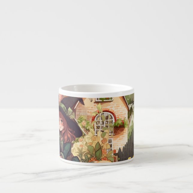 Cute Little Witch And Fox | Espresso Mug (Front)