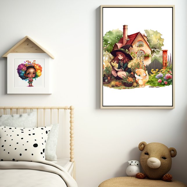 Cute Little Witch And Fox  Poster (Creator Uploaded)