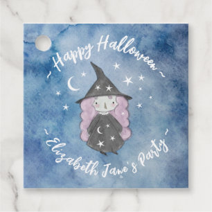 Cute Little Witch Children's Halloween Party Favour Tags