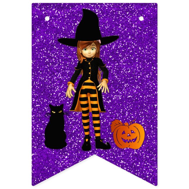 Cute Little Witch Halloween Bunting Flags (First Flag)