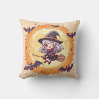 Cute Little Witch Halloween Pillow