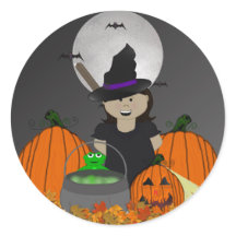 Cute little Witch Halloween Stickers