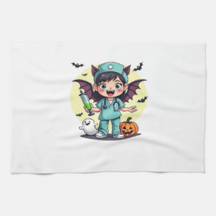 Cute little witch nurse Halloween Premium T-Shirt Kitchen Towel
