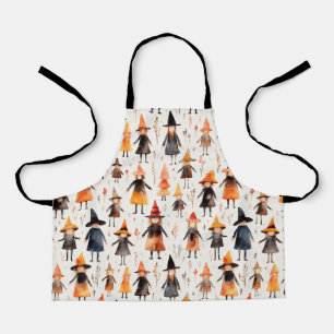 Cute Little Witch Seamless Pattern. Halloween Apron