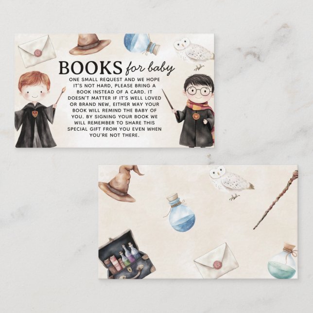Cute Little Wizard Books For Baby Enclosure Card (Front/Back)