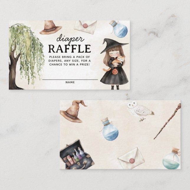 Cute Little Wizard Diaper Raffle Enclosure Card (Front/Back)
