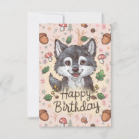 Cute Little Wolf Digital Birthday