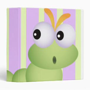 Cute Little Worm and Pastel Stripes Notebook Binder