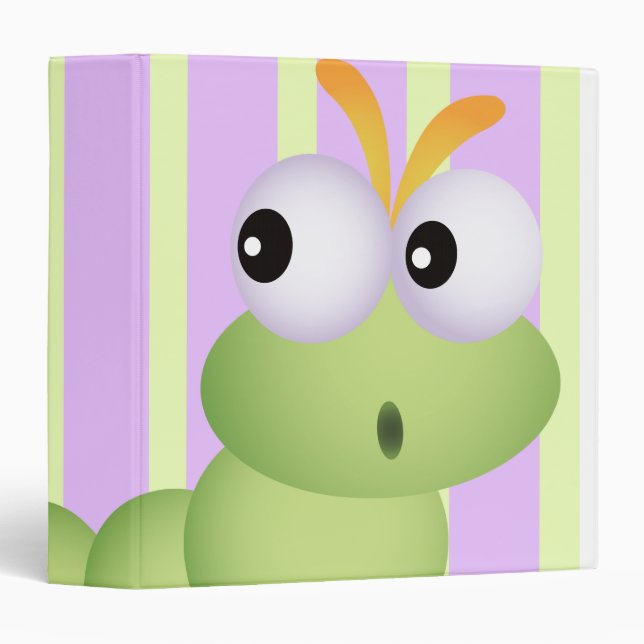 Cute Little Worm and Pastel Stripes Notebook Binder (Front/Spine)