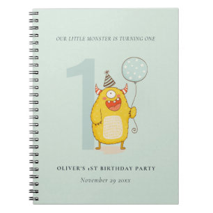 Cute Little Yellow Aqua Monster Any Age Birthday Notebook