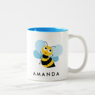 Cute Little YELLOW BEE Personalized Two-Tone Coffee Mug