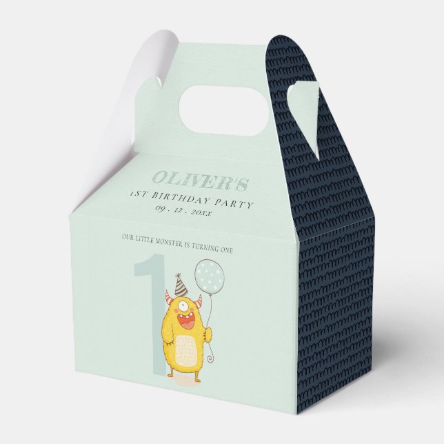 Cute Little Yellow Monster Any Age Birthday Favor Box (Front Side)