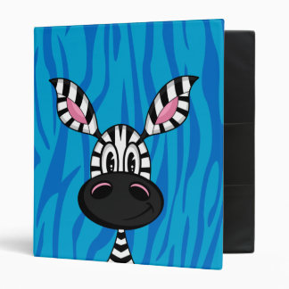 Cute Little Zebra Blue Binder