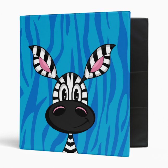 Cute Little Zebra Blue Binder (Front/Inside)