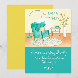 Cute living room illustration housewarming Party Invitation