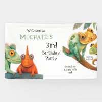 Cute Lizard Boy Birthday Party Welcome