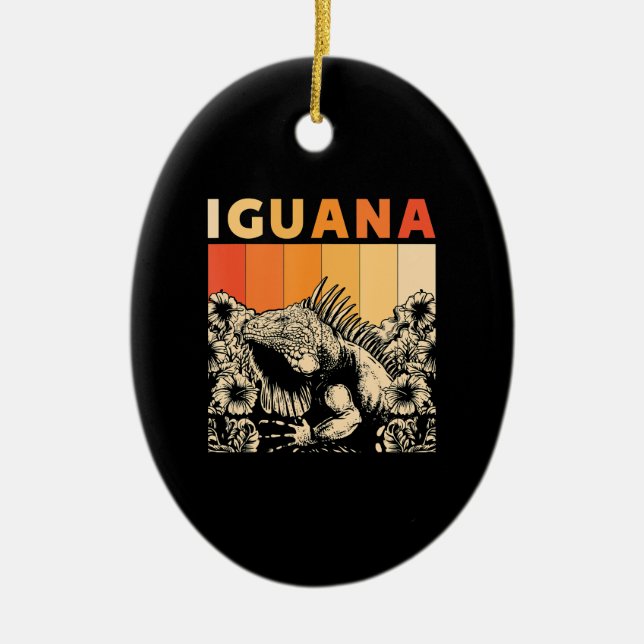 Cute Lizard Iguana Reptil Gift Iguana Ceramic Ornament (Front)