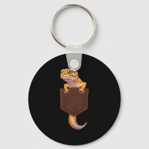 Cute Lizard Reptile Leopard Gecko Pocket Funny Men Keychain