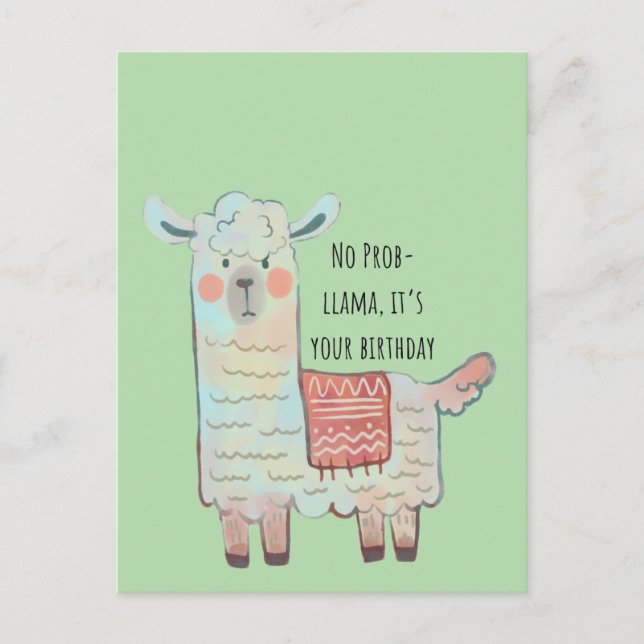 Cute llama,  alpaca animal drawing  postcard (Front)