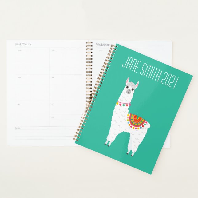 Cute Llama alpaca blue colourful Planner (Display)