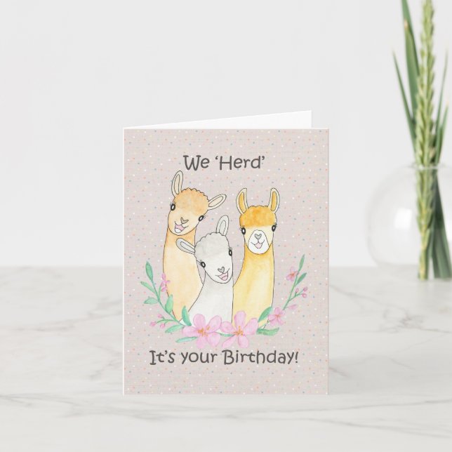 Cute Llama Alpaca Funny Animal pun Birthday Card (Front)