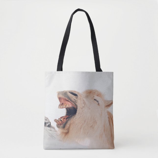 CUTE LLAMA ALPACA LAUGHING TOTE BAG (Front)