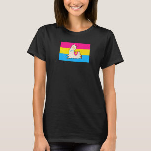 Cute Llama Alpaca Love Pansexual Pride Flag Floral T-Shirt