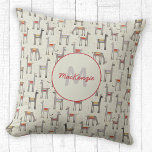 Cute Llama Alpaca Monogram Name Throw Pillow<br><div class="desc">Adorable llama or alpaca pattern with a custom monogram name.
Personalize by changing the name and initial.</div>