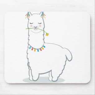 Cute llama alpaca mouse pad