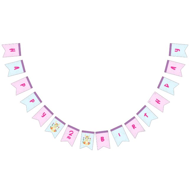 Cute Llama Animal Birthday Party Colourful Mexican Bunting Flags (All)