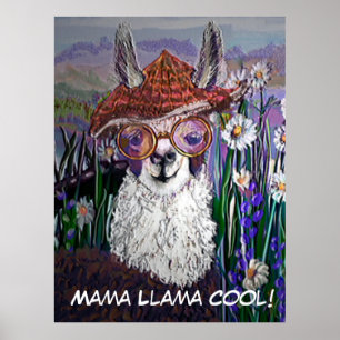 .Cute Llama Art With Glasses. And Art Poster