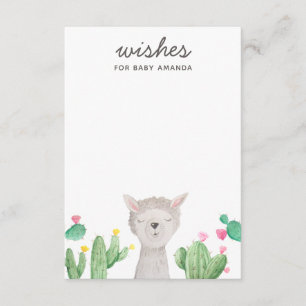 Cute Llama Baby Shower Wishes   Alpaca Activity Enclosure Card