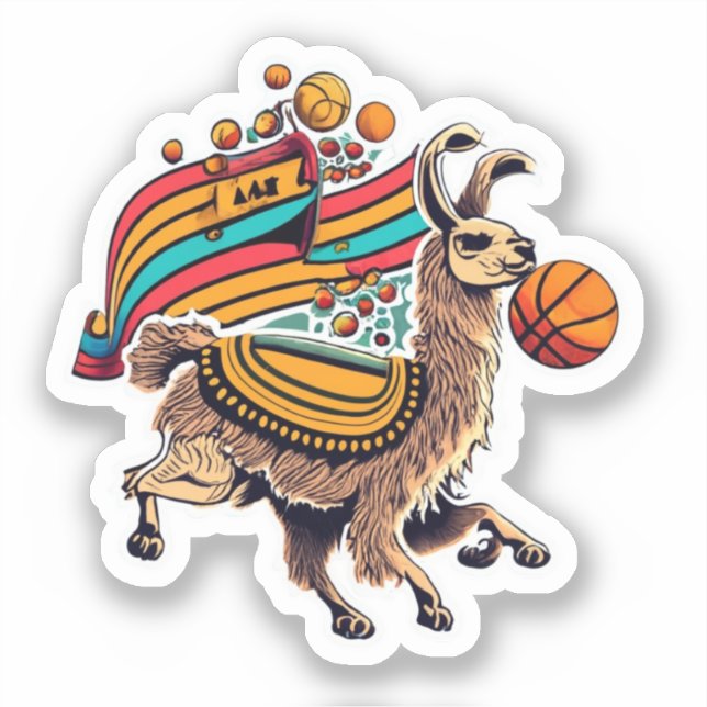 Cute Llama basketball sticker (Front)