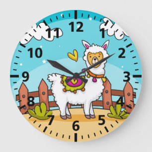 Cute Llama Child’s Room Wall Clock